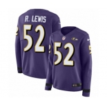 Women Nike Baltimore Ravens #52 Ray Lewis Limited Purple Therma Long Sleeve NFL Jersey