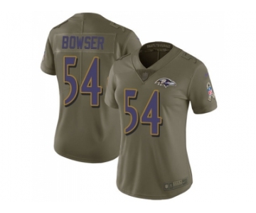 Women Nike Baltimore Ravens #54 Tyus Bowser Olive Stitched NFL Limited 2017 Salute to Service Jersey