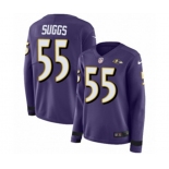 Women Nike Baltimore Ravens #55 Terrell Suggs Limited Purple Therma Long Sleeve NFL Jersey