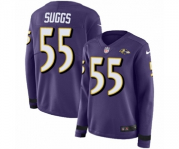 Women Nike Baltimore Ravens #55 Terrell Suggs Limited Purple Therma Long Sleeve NFL Jersey