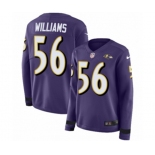 Women Nike Baltimore Ravens #56 Tim Williams Limited Purple Therma Long Sleeve NFL Jersey