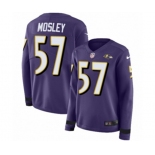 Women Nike Baltimore Ravens #57 C.J. Mosley Limited Purple Therma Long Sleeve NFL Jersey