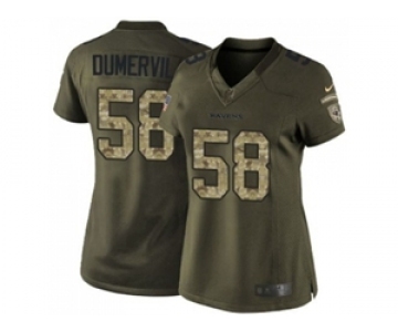 Women Nike Baltimore Ravens #58 Elvis Dumervil Green Salute to Service Jerseys