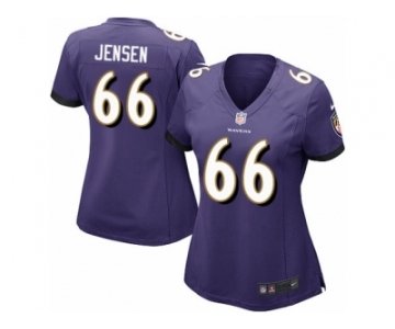 Women Nike Baltimore Ravens #66 Ryan Jensen Game Purple Team Color NFL Jersey