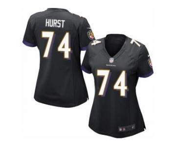 Women Nike Baltimore Ravens #74 James Hurst Game Black Alternate NFL Jersey