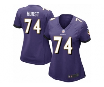 Women Nike Baltimore Ravens #74 James Hurst Game Purple Team Color NFL Jersey