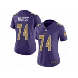 Women Nike Baltimore Ravens #74 James Hurst Limited Purple Rush Vapor Untouchable NFL Jersey