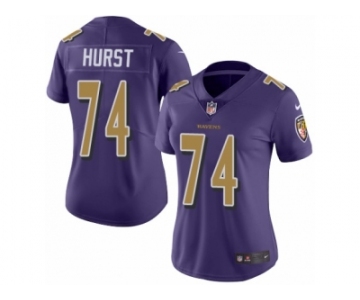 Women Nike Baltimore Ravens #74 James Hurst Limited Purple Rush Vapor Untouchable NFL Jersey