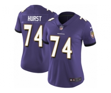 Women Nike Baltimore Ravens #74 James Hurst Purple Team Color Vapor Untouchable Limited Player NFL Jersey