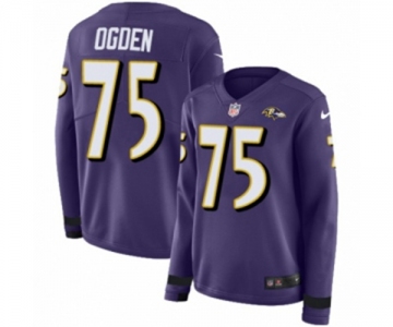 Women Nike Baltimore Ravens #75 Jonathan Ogden Limited Purple Therma Long Sleeve NFL Jersey