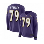 Women Nike Baltimore Ravens #79 Ronnie Stanley Limited Purple Therma Long Sleeve NFL Jersey