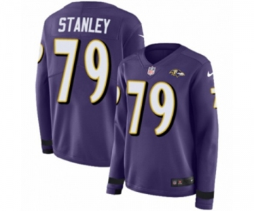 Women Nike Baltimore Ravens #79 Ronnie Stanley Limited Purple Therma Long Sleeve NFL Jersey