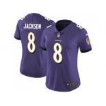 Women Nike Baltimore Ravens #8 Lamar Jackson Purple Team Color Stitched NFL Vapor Untouchable Limited Jersey