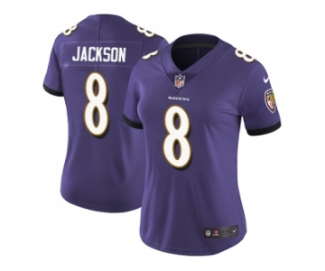 Women Nike Baltimore Ravens #8 Lamar Jackson Purple Team Color Stitched NFL Vapor Untouchable Limited Jersey