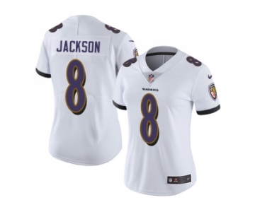 Women Nike Baltimore Ravens #8 Lamar Jackson White Stitched NFL Vapor Untouchable Limited Jersey