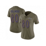 Women Nike Baltimore Ravens #80 Crockett Gillmore Limited Olive 2017 Salute to Service NFL Jerse