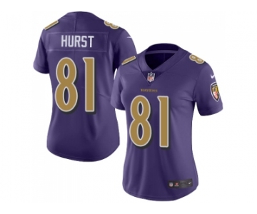 Women Nike Baltimore Ravens #81 Hayden Hurst Purple Stitched NFL Limited Rush Jersey