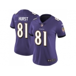 Women Nike Baltimore Ravens #81 Hayden Hurst Purple Team Color Stitched NFL Vapor Untouchable Limited Jersey