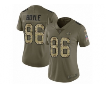 Women Nike Baltimore Ravens #86 Nick Boyle Limited Oliv Camo Salute to Service NFL Jersey