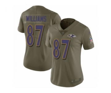 Women Nike Baltimore Ravens #87 Maxx Williams Limited Olive 2017 Salute to Service NFL Jersey