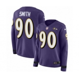 Women Nike Baltimore Ravens #90 Za'Darius Smith Limited Purple Therma Long Sleeve NFL Jersey