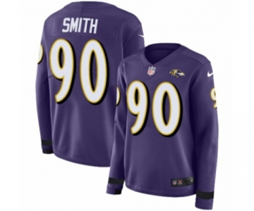 Women Nike Baltimore Ravens #90 Za'Darius Smith Limited Purple Therma Long Sleeve NFL Jersey