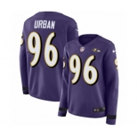 Women Nike Baltimore Ravens #96 Brent Urban Limited Purple Therma Long Sleeve NFL Jersey