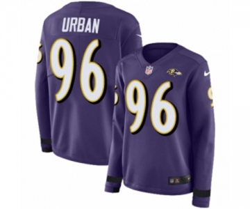 Women Nike Baltimore Ravens #96 Brent Urban Limited Purple Therma Long Sleeve NFL Jersey