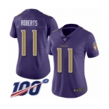 Women's Baltimore Ravens #11 Seth Roberts Limited Purple Rush Vapor Untouchable 100th Season Football Jersey