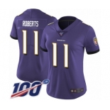 Women's Baltimore Ravens #11 Seth Roberts Purple Team Color Vapor Untouchable Limited Player 100th Season Football Jersey