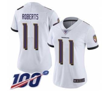 Women's Baltimore Ravens #11 Seth Roberts White Vapor Untouchable Limited Player 100th Season Football Jersey