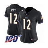 Women's Baltimore Ravens #12 Jaleel Scott Black Alternate Vapor Untouchable Limited Player 100th Season Football Jersey