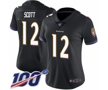 Women's Baltimore Ravens #12 Jaleel Scott Black Alternate Vapor Untouchable Limited Player 100th Season Football Jersey