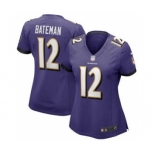 Women's Baltimore Ravens #12 Rashod Bateman Purple Vapor Untouchable Limited Football Jersey