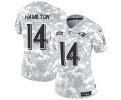 Women's Baltimore Ravens #14 Kyle Hamilton 2024 F.U.S.E Arctic Camo Salute To Service Limited Stitched Football Jersey