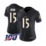 Women's Baltimore Ravens #15 Marquise Brown Black Alternate Vapor Untouchable Limited Player 100th Season Football Jersey