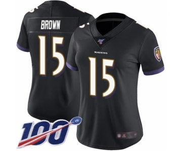 Women's Baltimore Ravens #15 Marquise Brown Black Alternate Vapor Untouchable Limited Player 100th Season Football Jersey