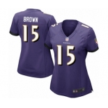 Women's Baltimore Ravens #15 Marquise Brown Game Purple Team Color Football Jersey