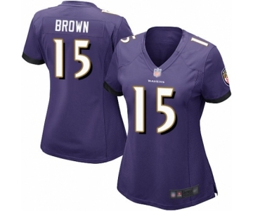 Women's Baltimore Ravens #15 Marquise Brown Game Purple Team Color Football Jersey