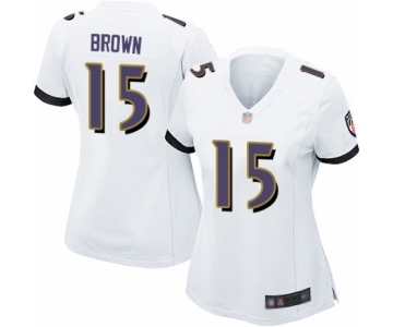 Women's Baltimore Ravens #15 Marquise Brown Game White Football Jersey