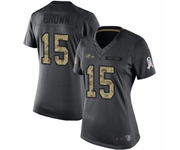 Women's Baltimore Ravens #15 Marquise Brown Limited Black 2016 Salute to Service Football Jersey