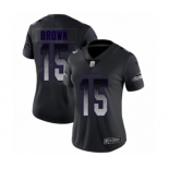 Women's Baltimore Ravens #15 Marquise Brown Limited Black Smoke Fashion Football Jersey