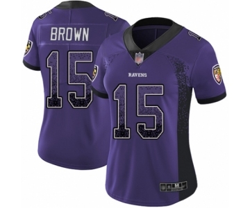 Women's Baltimore Ravens #15 Marquise Brown Limited Purple Rush Drift Fashion Football Jersey