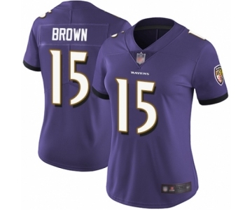 Women's Baltimore Ravens #15 Marquise Brown Purple Team Color Vapor Untouchable Limited Player Football Jersey