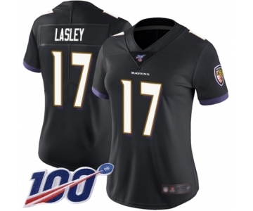 Women's Baltimore Ravens #17 Jordan Lasley Black Alternate Vapor Untouchable Limited Player 100th Season Football Jersey