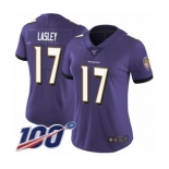 Women's Baltimore Ravens #17 Jordan Lasley Purple Team Color Vapor Untouchable Limited Player 100th Season Football Jersey