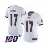 Women's Baltimore Ravens #17 Jordan Lasley White Vapor Untouchable Limited Player 100th Season Football Jersey