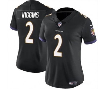 Women's Baltimore Ravens #2 Nate Wiggins Black 2024 Draft Football Jersey