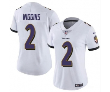 Women's Baltimore Ravens #2 Nate Wiggins White 2024 Draft Football Jersey