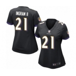 Women's Baltimore Ravens #21 Mark Ingram II Game Black Alternate Football Jersey